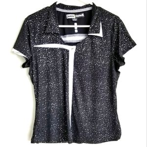 JAMIE SADOCK Metallic Speckle Print Short Sleeve Golf Shirt